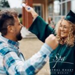 dad excited for daughter who is graduating in cap and gown